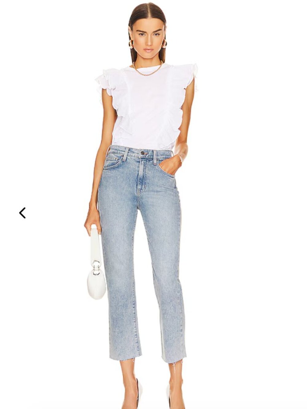 Veronica Beard Joey Straight Leg Jeans High Rise Cropped Light Wash Size 26